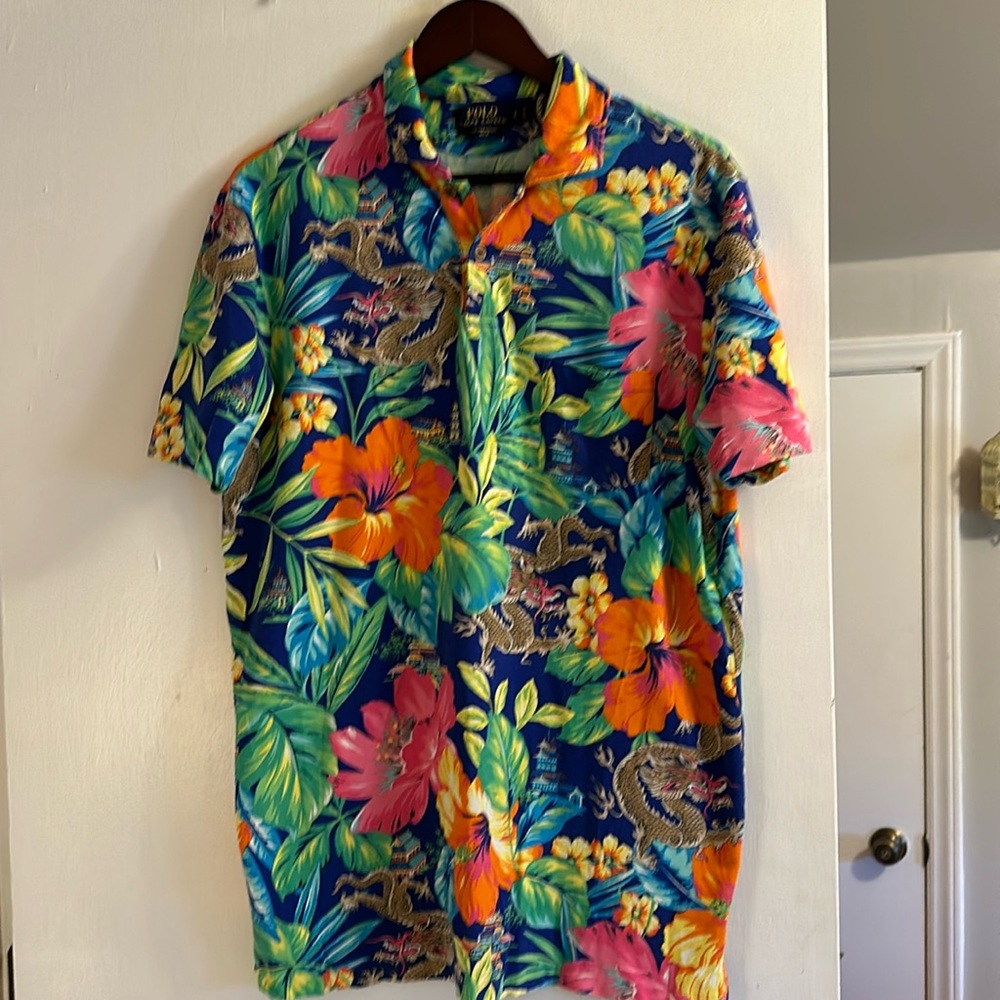 POLO RALPH LAUREN CLASSIC TROPICAL DRAGON OXFORD LARGE Mens shirt